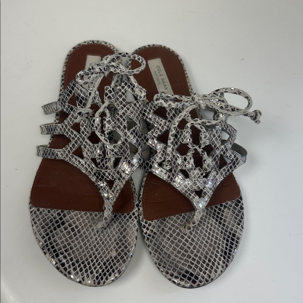 Cole Haan Metallic Snakeskin Sandals